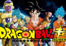 Dragon Ball characters gathered together with Planet Earth and outer space in the background.