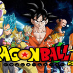 Dragon Ball characters gathered together with Planet Earth and outer space in the background.