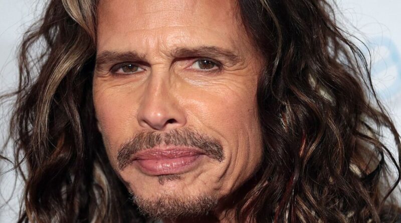 Close-up portrait of Aerosmith lead singer Steven Tyler looking directly at the camera with a neutral expression.